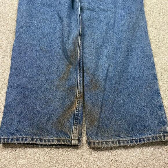 Carhartt Jeans Mens 34x32* Blue Flannel Lined Denim Straight Utility Workwear - Picture 3 of 11